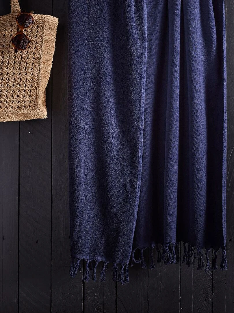 Fouta avec face éponge Bleu