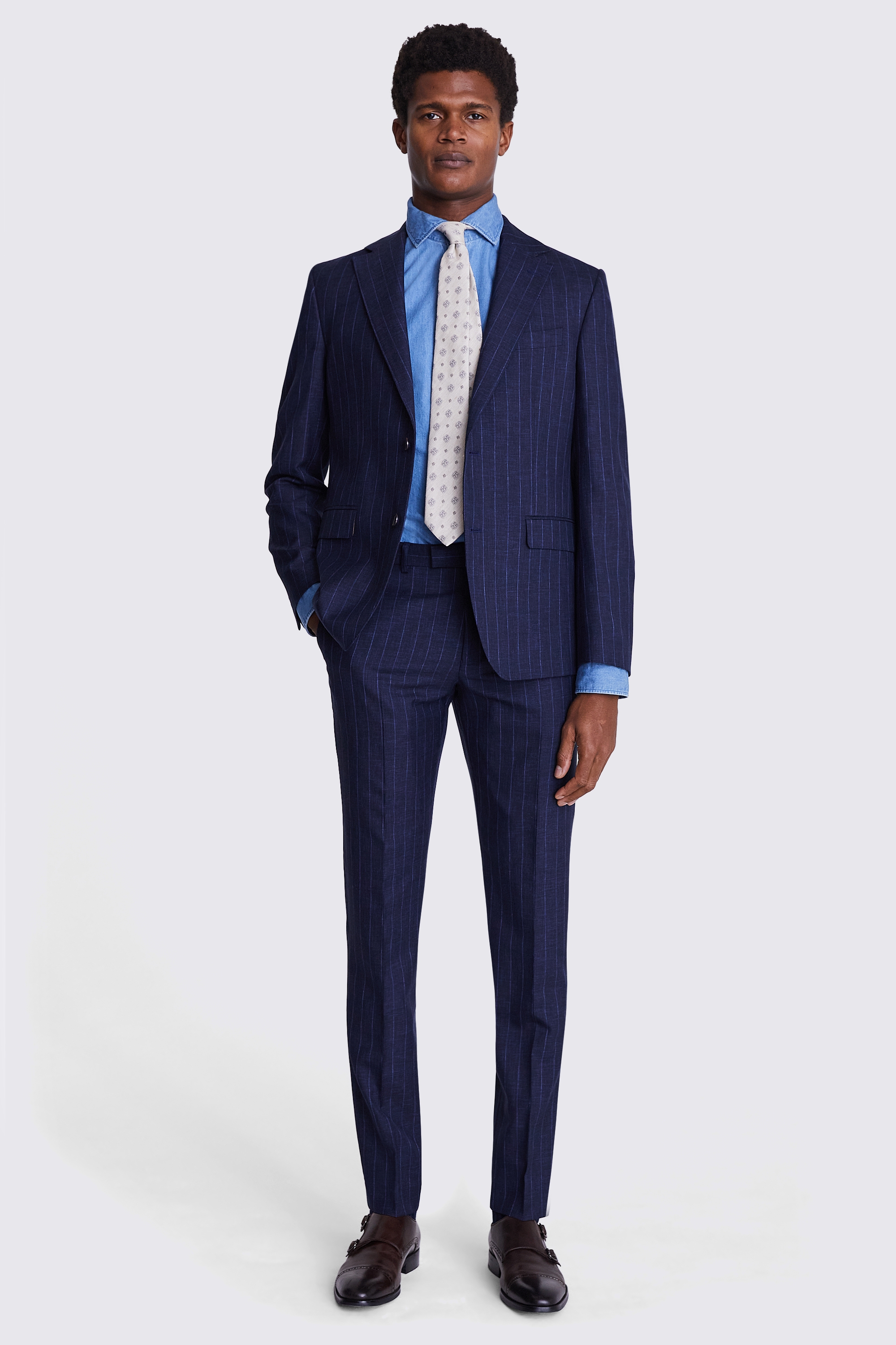 Italian Tailored Fit Navy Stripe Jacket Buy Online at Moss