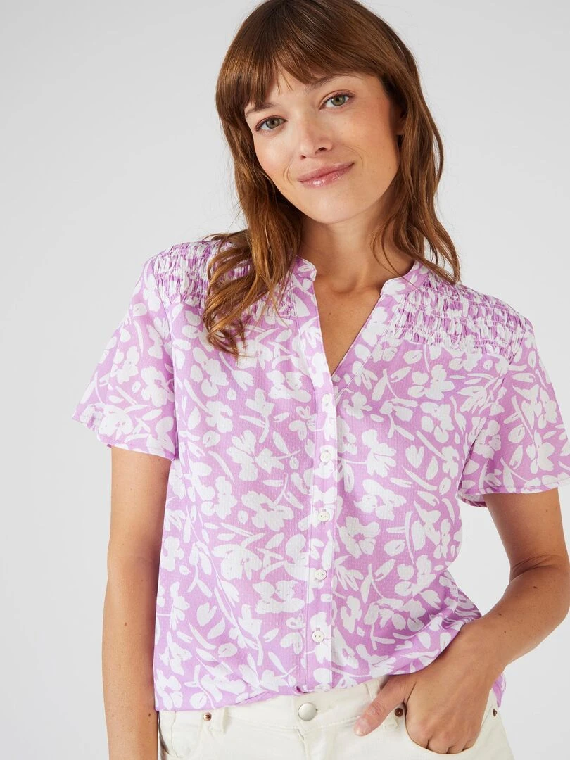 Chemisier à smocks Climatyl Damart Parme