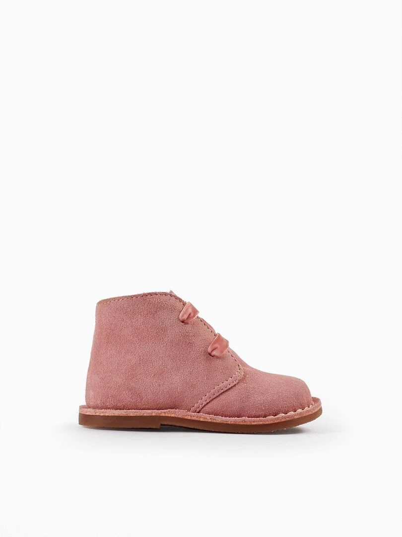 Bottes en cuir pour bébé fille LITERATURE CLUB Rose clair