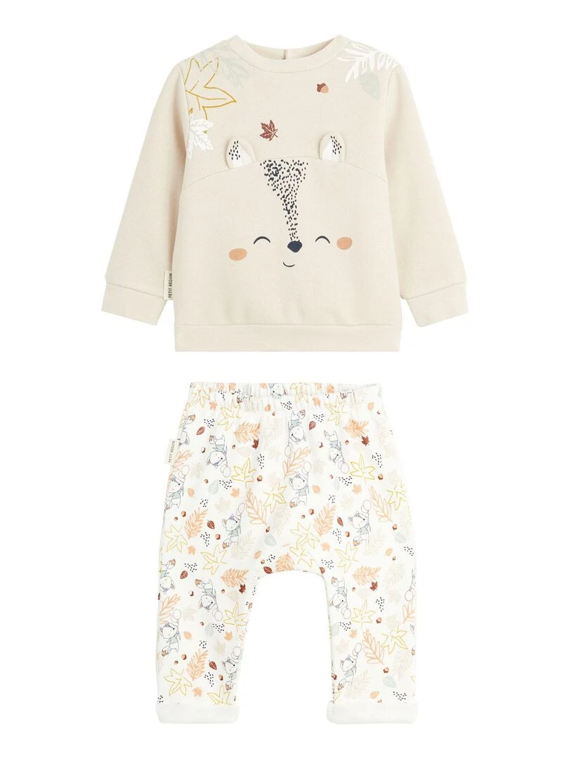 Ensemble sweat et pantalon en molleton bébé mixte Paolo Beige sable