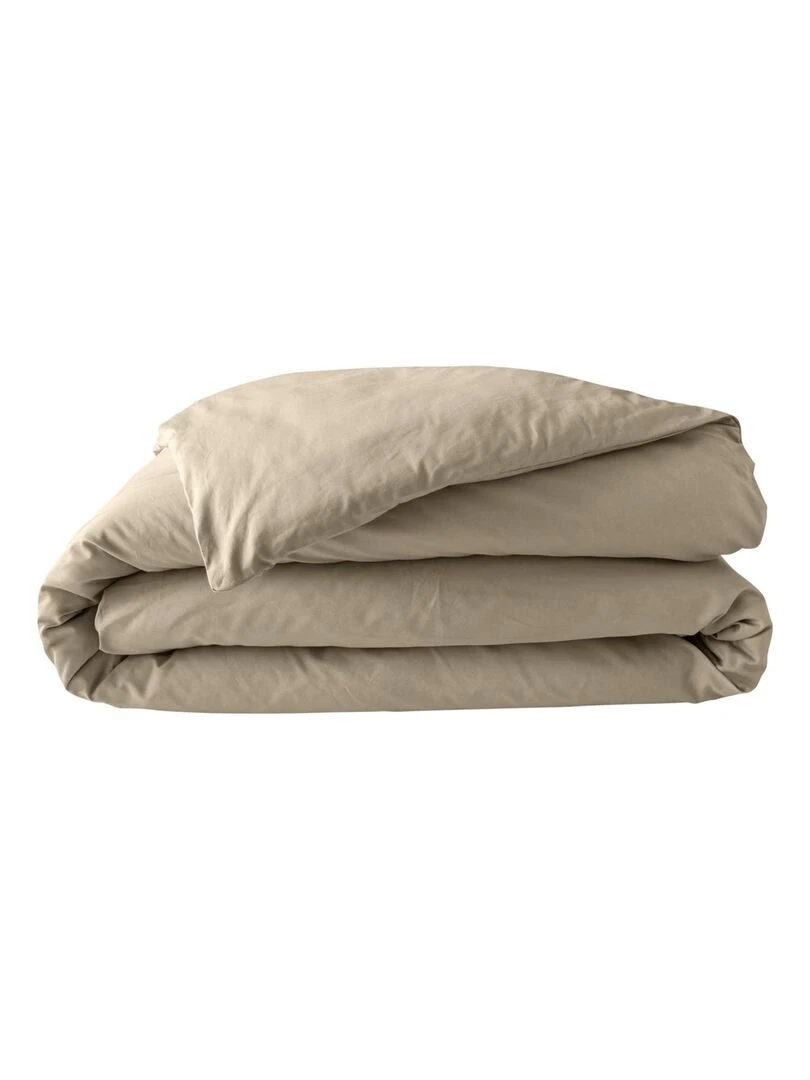 Housse de couette en percale de coton uni   Beige sable