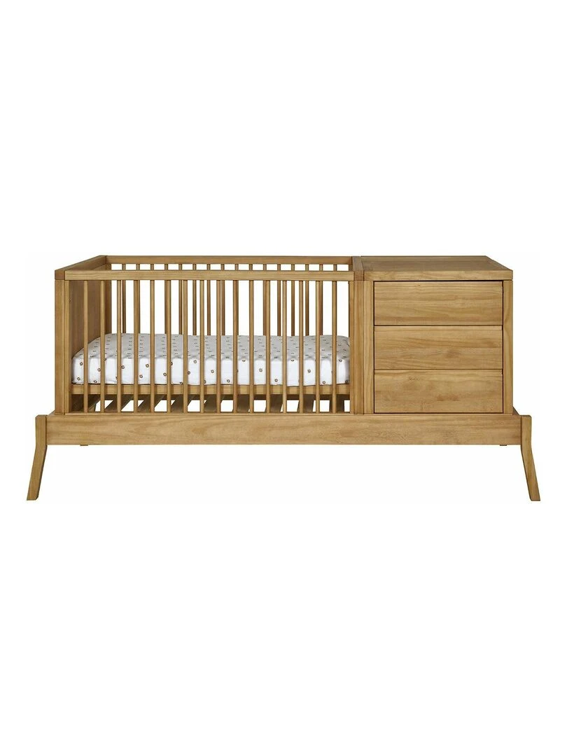 Lit évolutif bébé combiné avec matelas Sya   AKITEN RETAIL   Marron