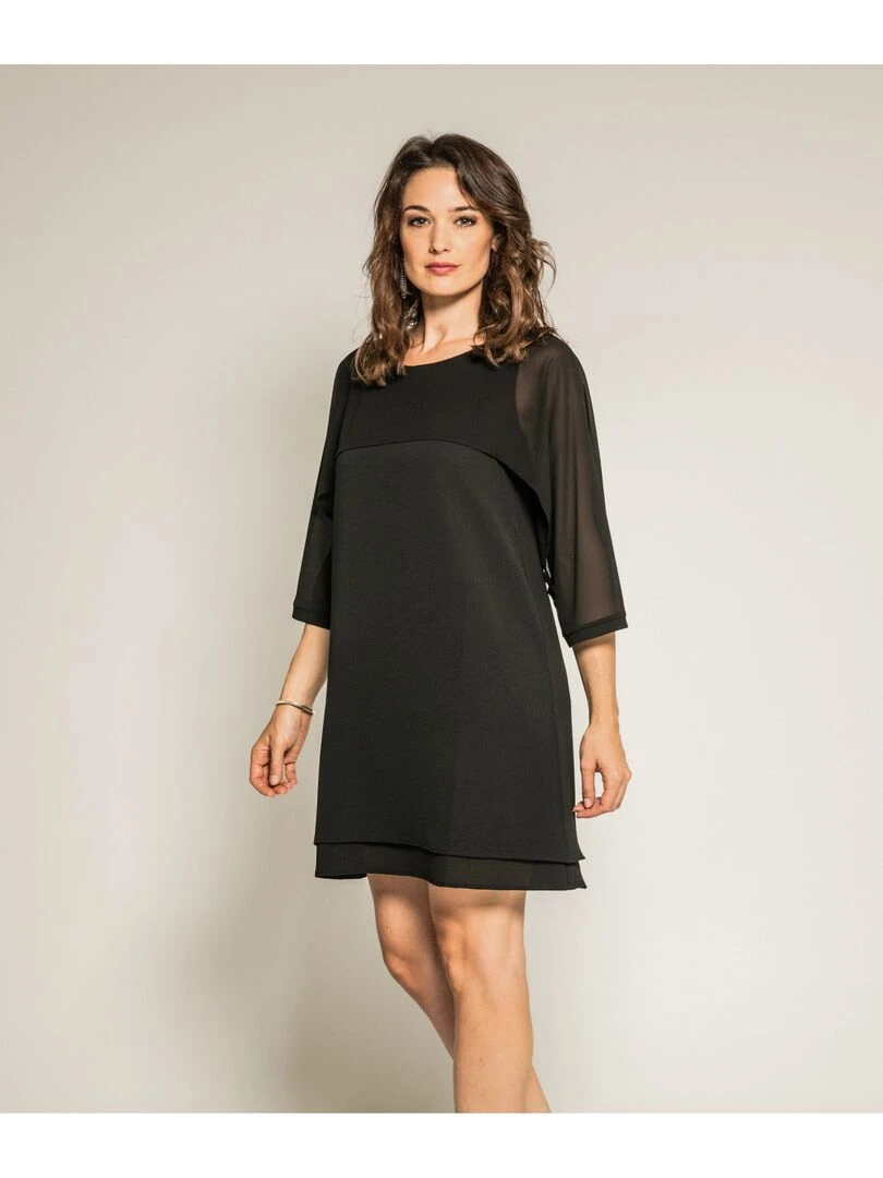 Robe courte bimatière IDALIE Noir