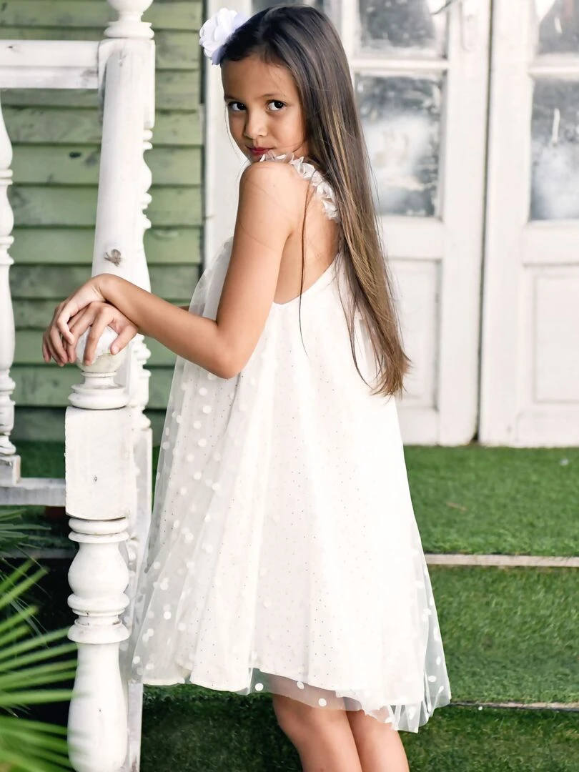 Robe Cérémonie Bohème Fille  Tulle Beige Or  ALIZEE   La Faute à Voltaire   Blanc Doré