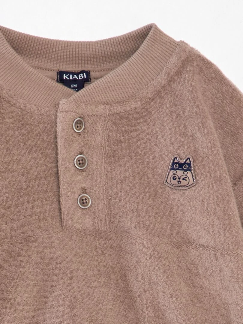 Ensemble bébé pull + pantalon en polaire   2 pièces   Beige