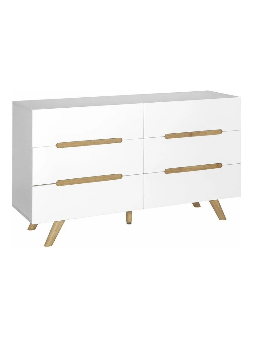 Commode 6 tiroirs Kota AKITEN RETAIL Blanc Marron