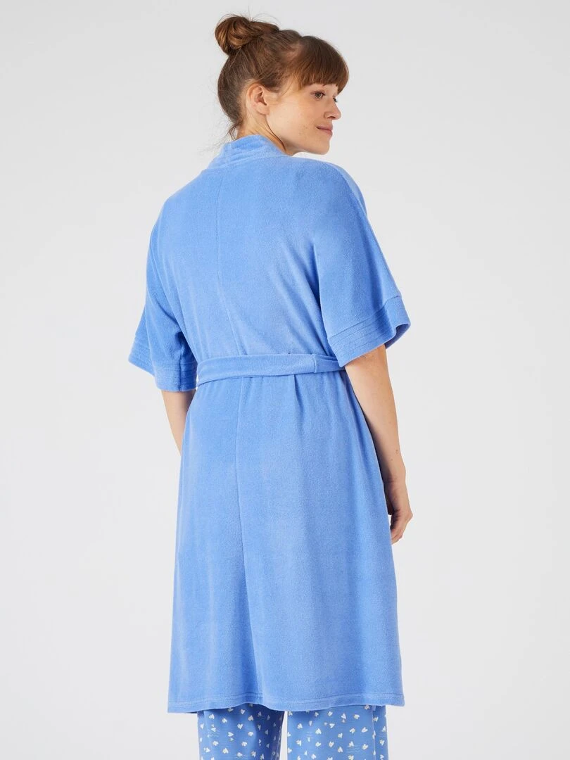 Robe de chambre forme kimono  maille bouclette    Damart   Bleu