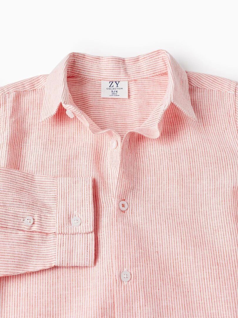 Chemise à Rayures pour Garçon manches longues CÉRÉMONIE   Rouge