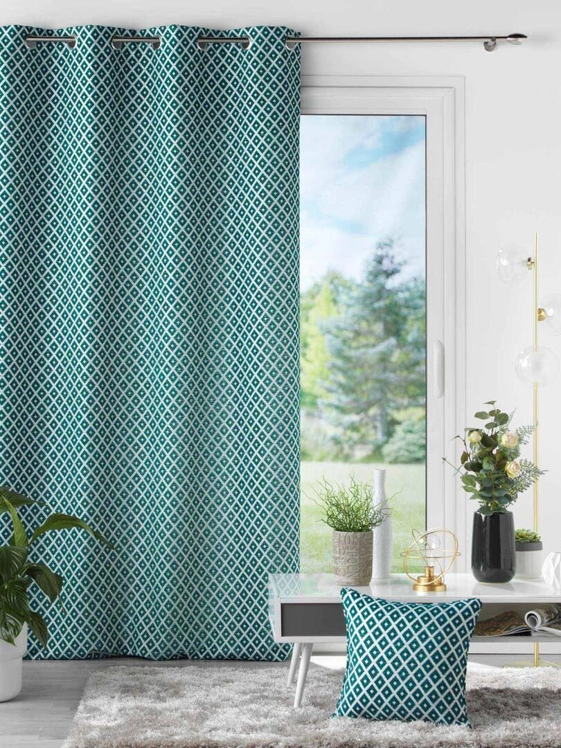 Rideau en jacquard   Bleu