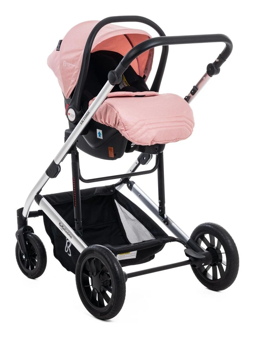 BEBELISSIMO   Poussette combinée trio 3 en 1   siège auto 0m – jusqu’à 22kg – Victoire I Size   rose   Rose