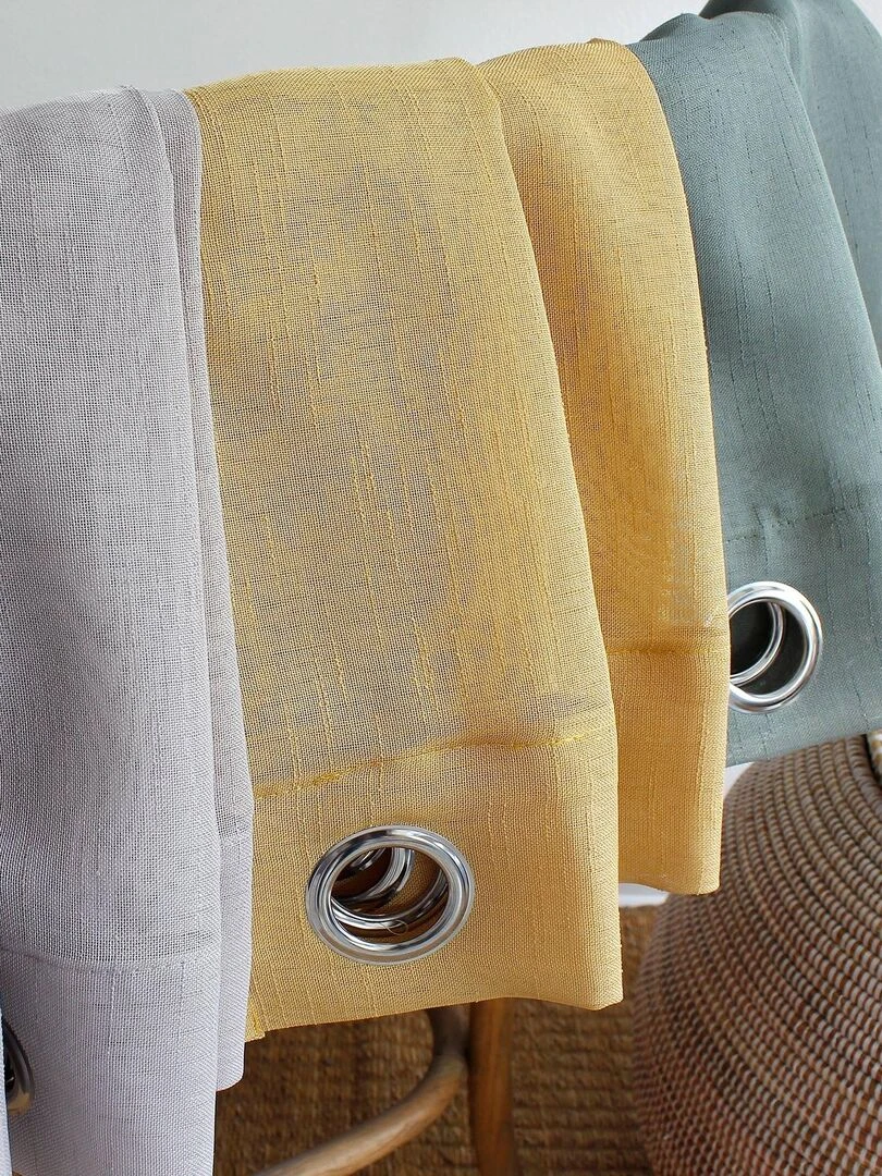 Voilage bohème à bandes ajourées   Jaune