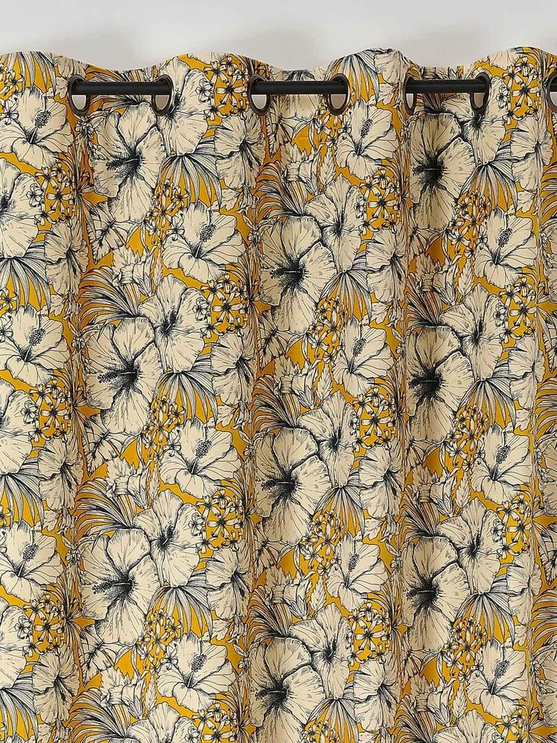 Rideau à motif floral Jaune