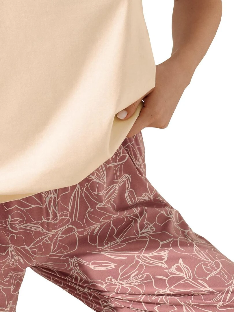 Pyjama pantalon t shirt manches courtes Nina   Beige