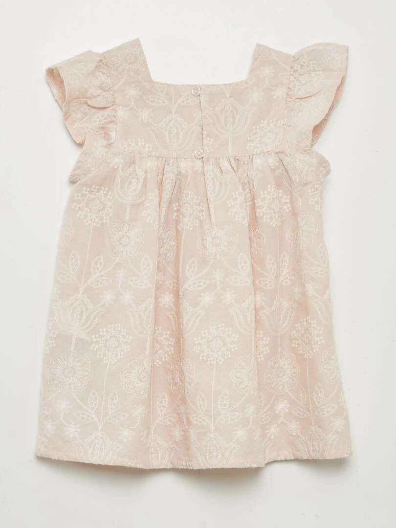 Robe à broderies contrastantes Rose pâle
