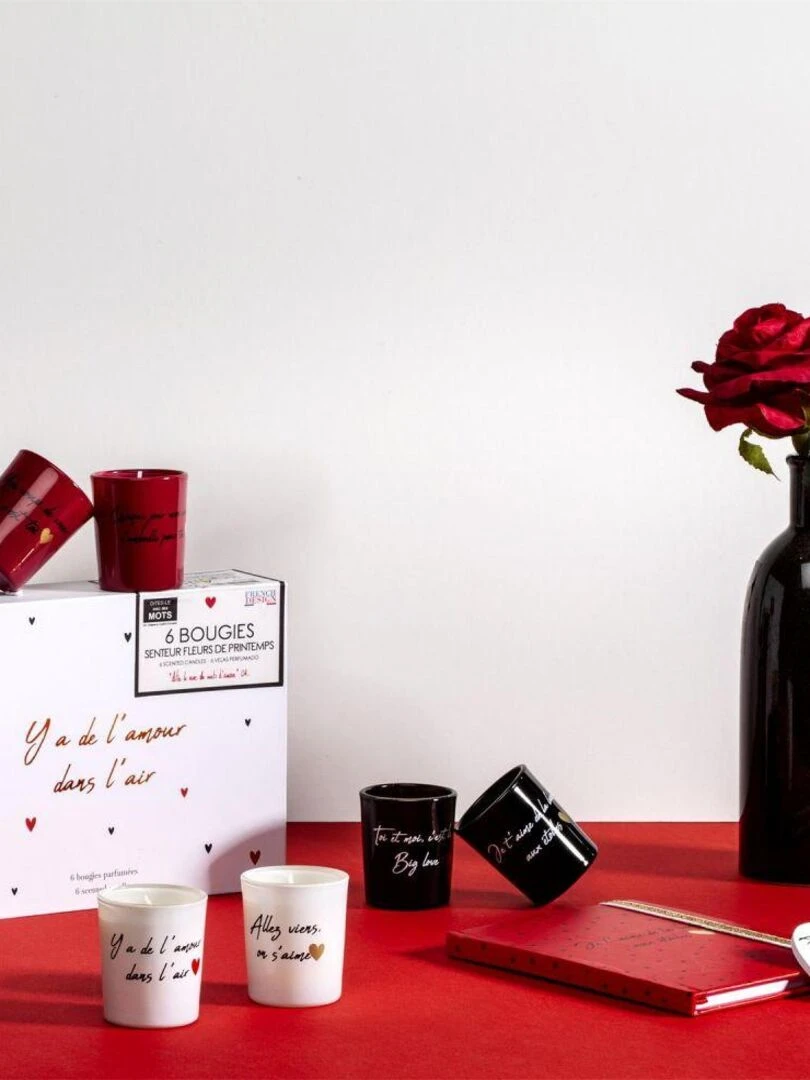 Coffret de 6 bougies parfumées mots d'amour Multicolore