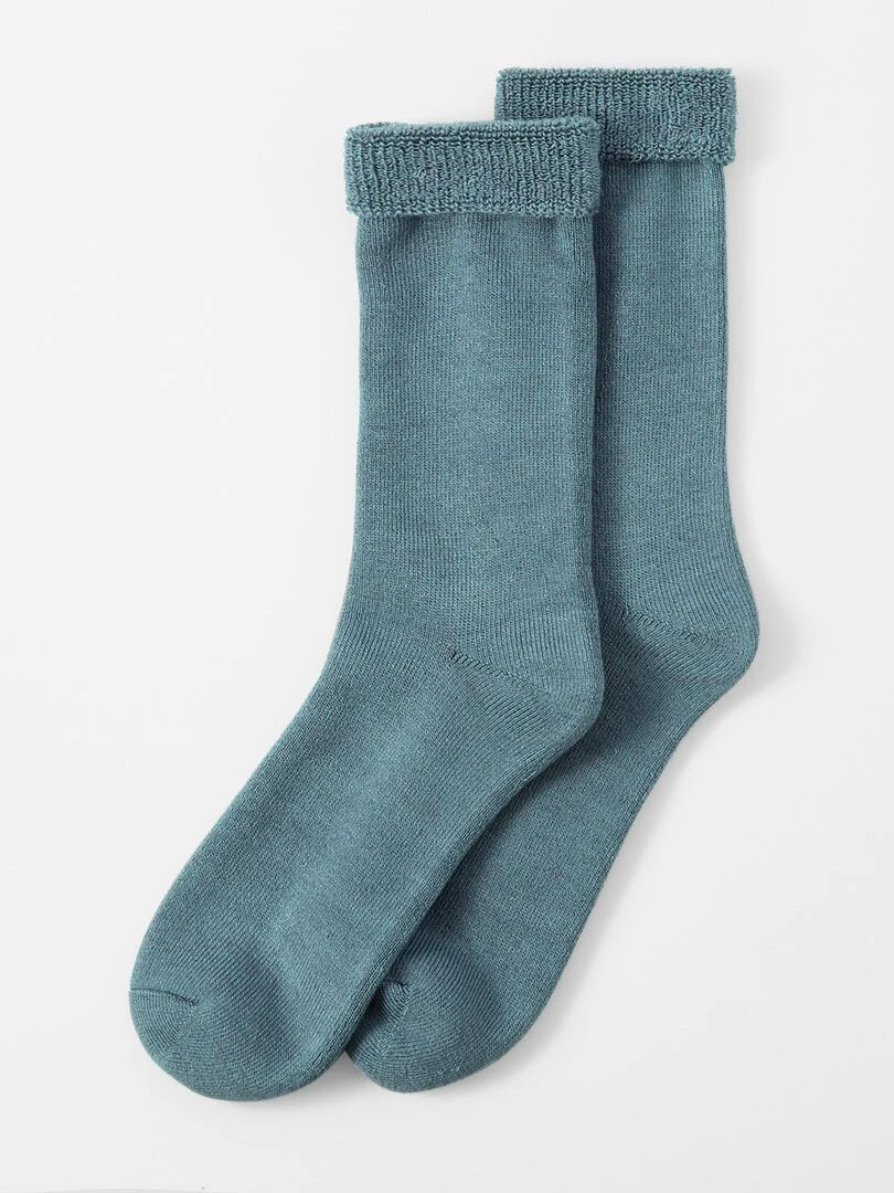 Chaussettes maille jersey bouclette Thermolactyl   Damart   Bleu gris