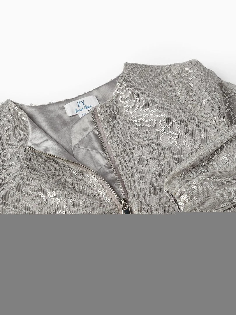 Veste Bomber à Paillettes pour Fille  CÉRÉMONIE   Gris