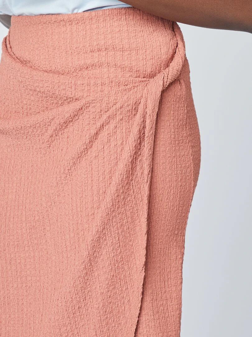 Jupe pareo en maille gaufrée   Marron