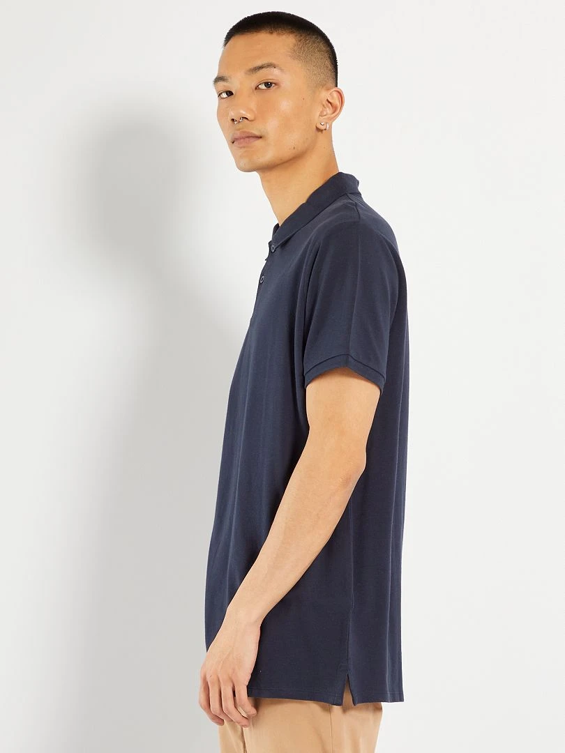 Polo en piqué de coton   bleu marine