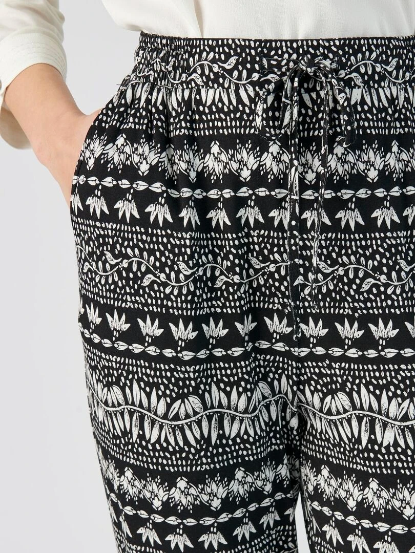 Pantalon maille fluide imprimé graphique Damart Noir