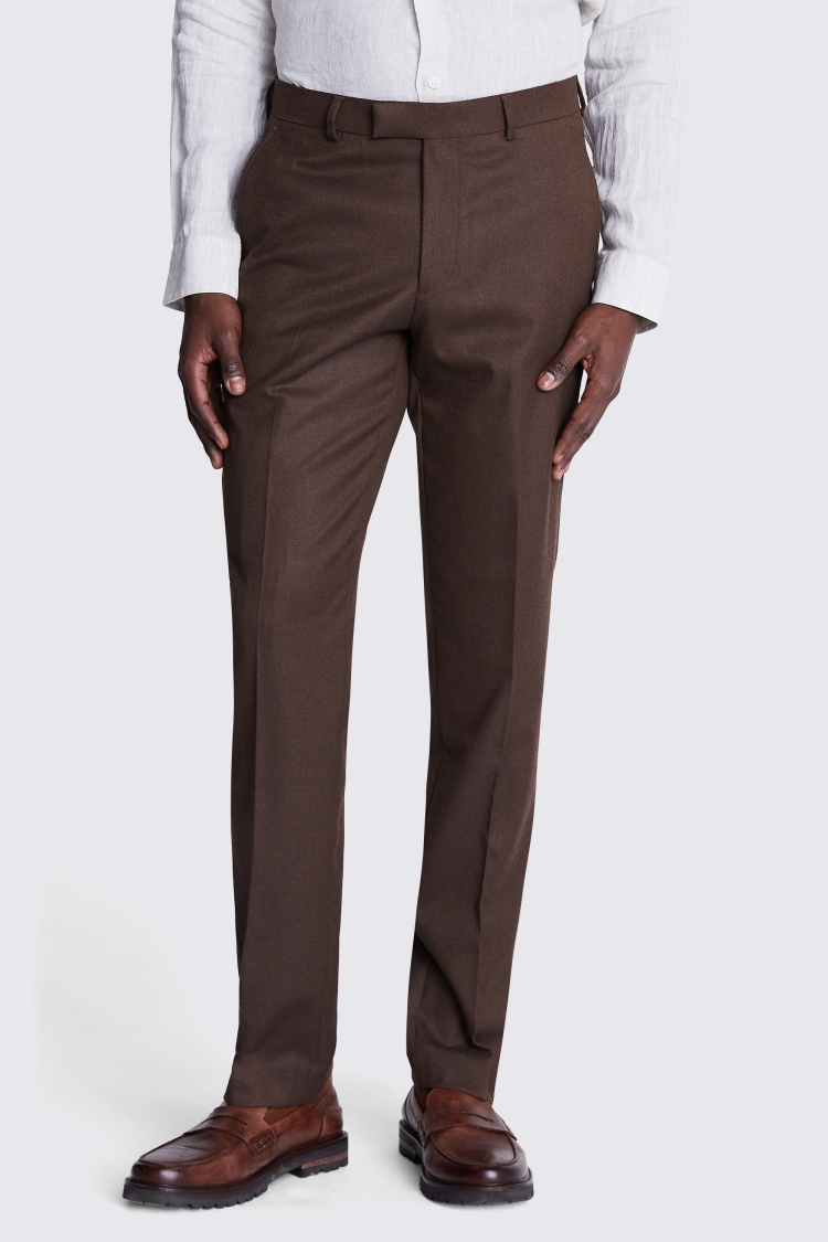 Tailored Fit Copper Flannel Trousers Buy Online at Moss
