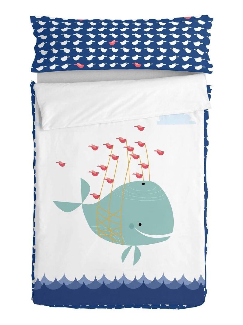 Couchage prêt à dormir Avec couette Whale "Happyfriday" Multicolore