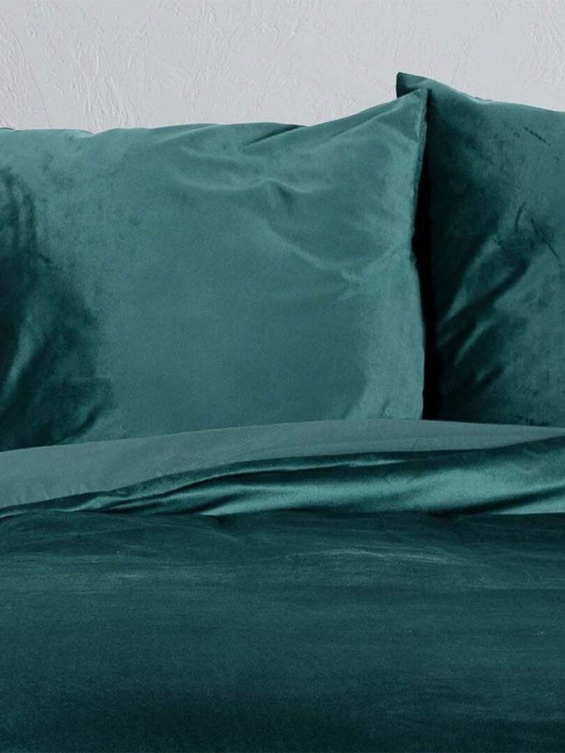 Housse de couette  + taie(s) velours uni Velina émeraude   Vert