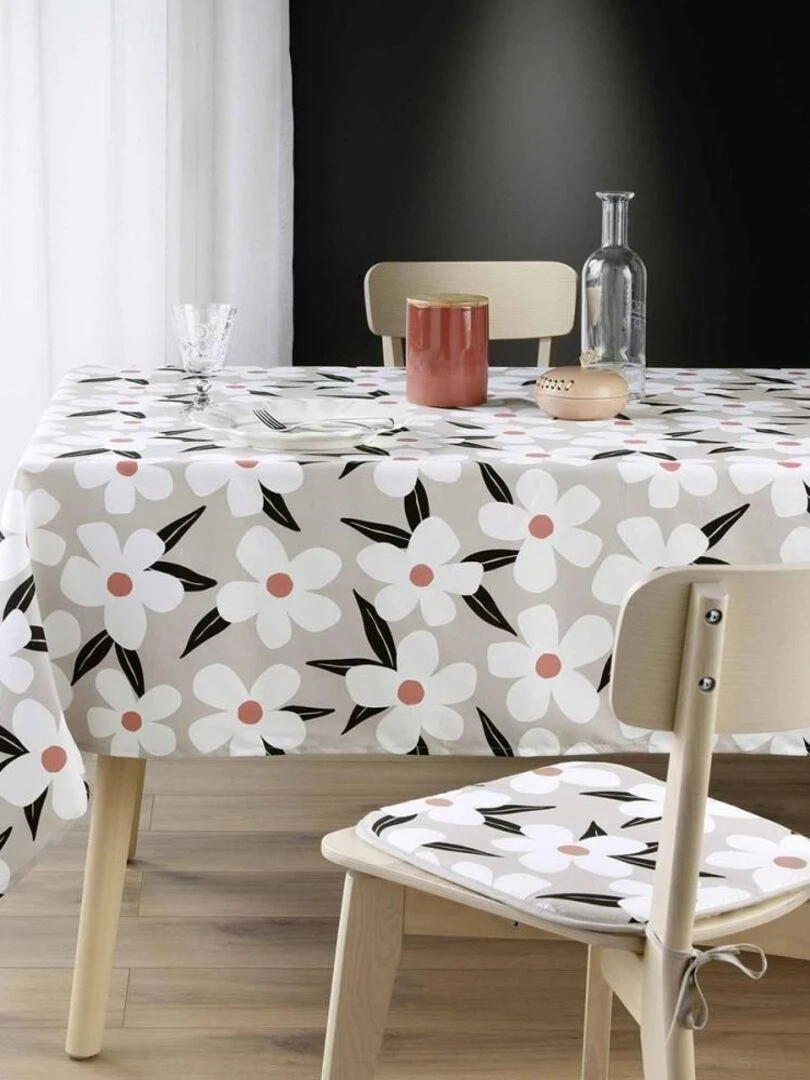 Nappe rectangulaire 140x240 cm Darcy naturel microfibre   Beige