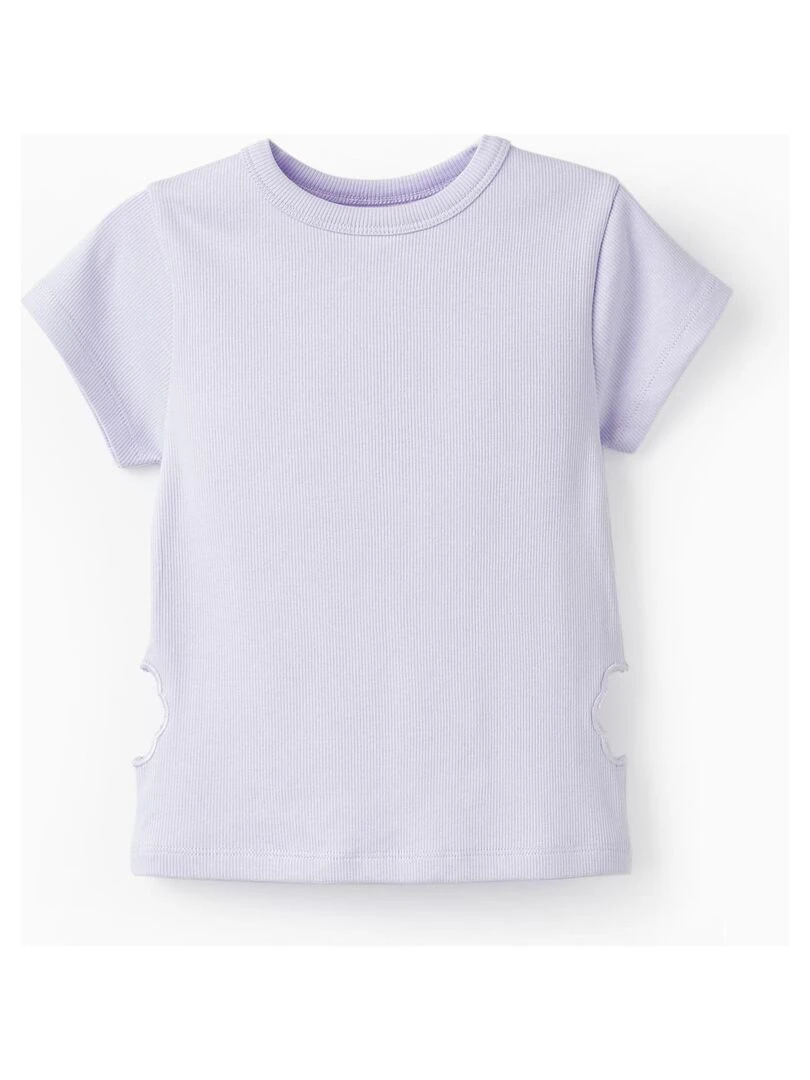 T shirt côtelée pour fille manches courtes THE WAVE TRIBE Mauve