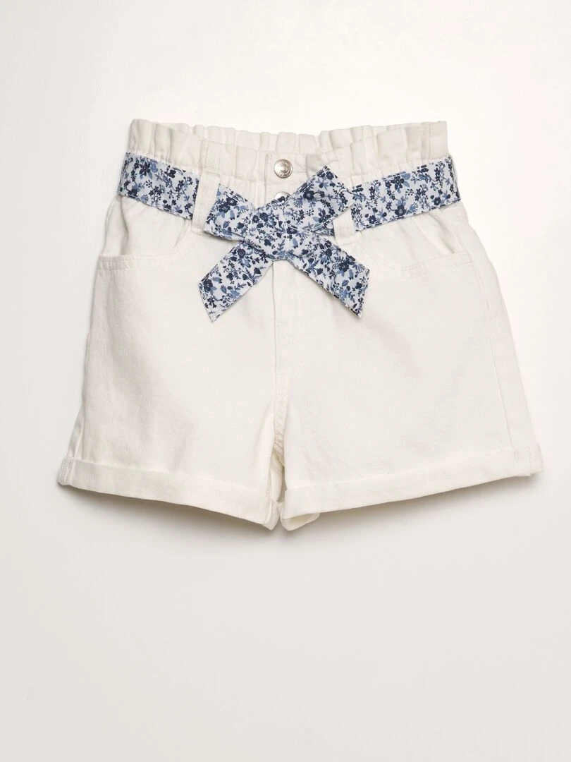 Short paperbag en jean Blanc