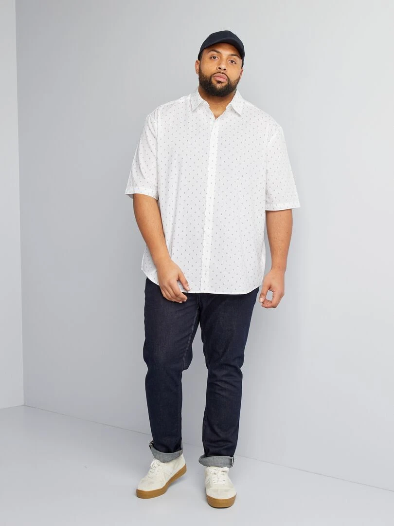 Chemise manches courtes à motif   Blanc