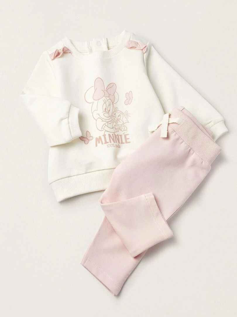 Pull + Pantalon en coton pour nouveau né 'Minnie'  ATLANTIC COMPANY   Rose clair