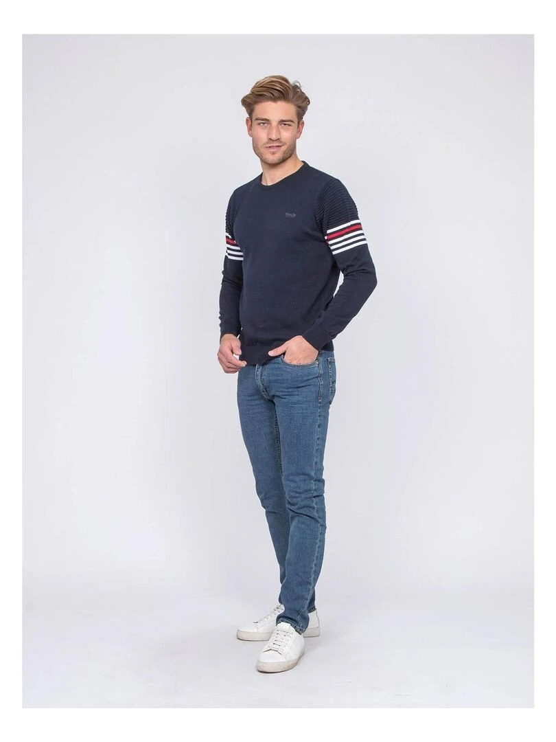 Pull fin col rond coton ALTO   Bleu marine