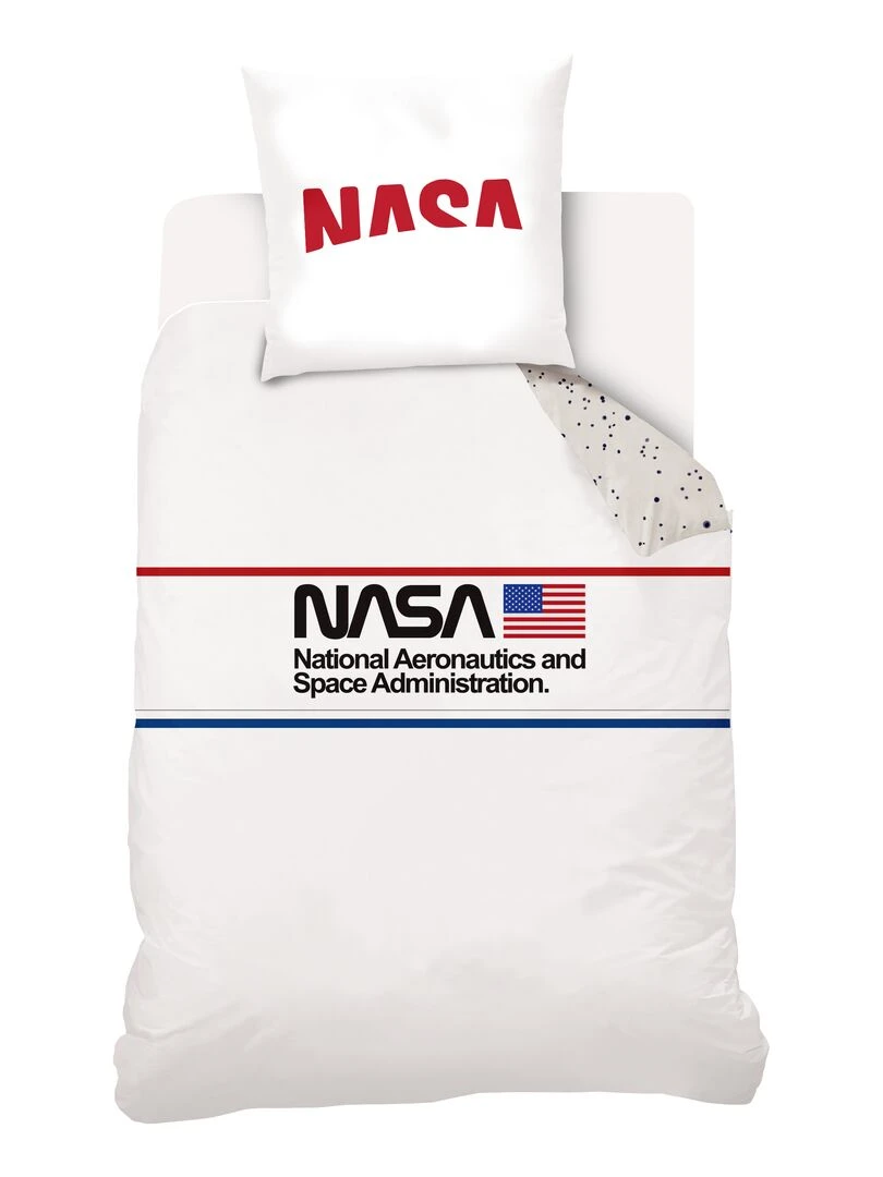 Housse de couette NASA Moonlight et Taie D'oreiller 100% Coton Bleu