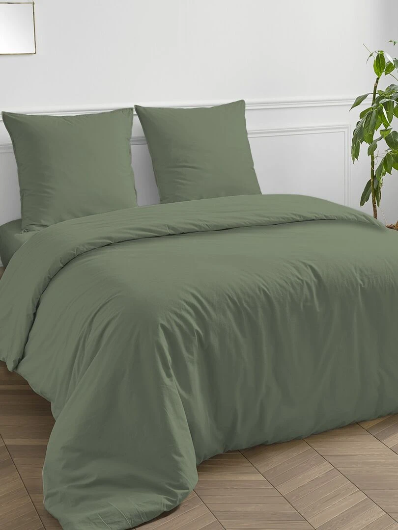 Future Home   Taie d'oreiller en coton 57 fils unie vert sauge   Vert