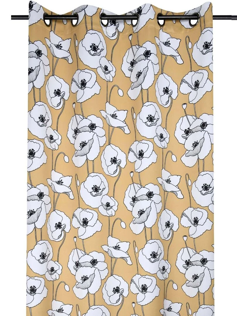 Rideau occultant au look fleuri Jaune moutarde