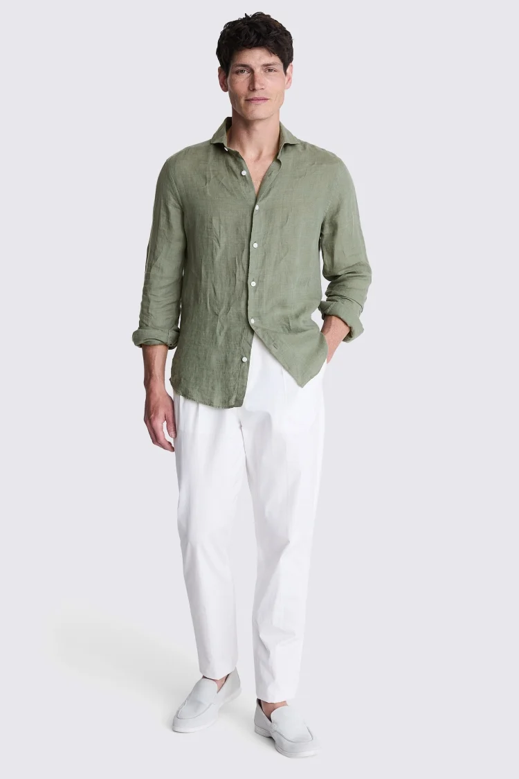 Tailored Fit Green Linen Shirt Buy Online at Moss