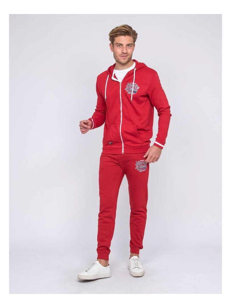 Sweat zippé capuche WALSH   Rouge
