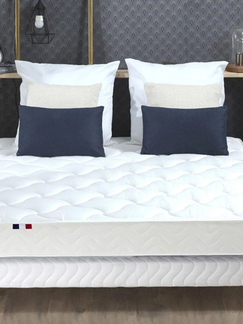 Ensemble Matelas 100% latex 3 zones ESSENTIEL + Sommier Fabriqué en France   Sommier Blanc   Blanc