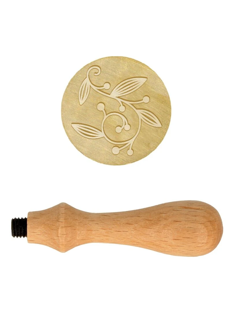 Manche en bois pour cachet de cire + Tampon Arabesque N/A