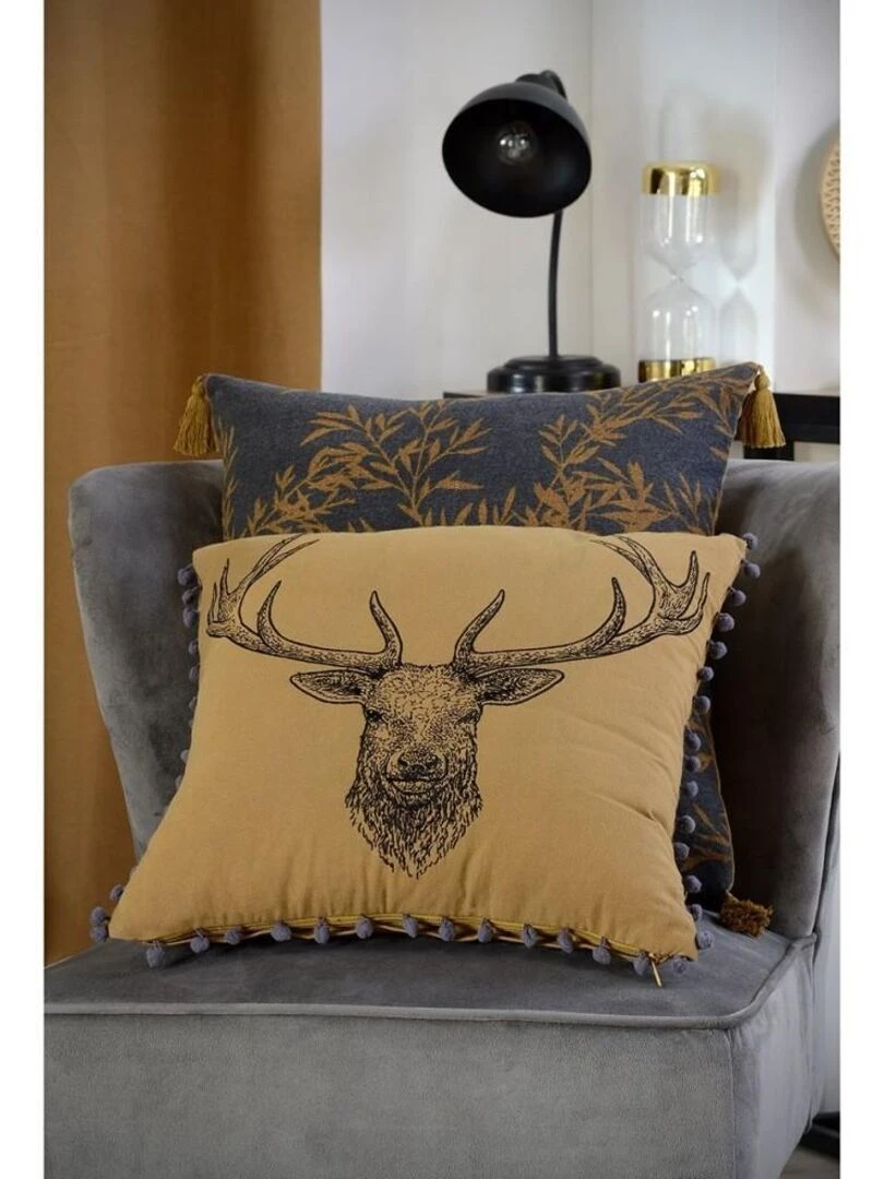 Coussin 40x40 cm Goldy camel coton   Marron