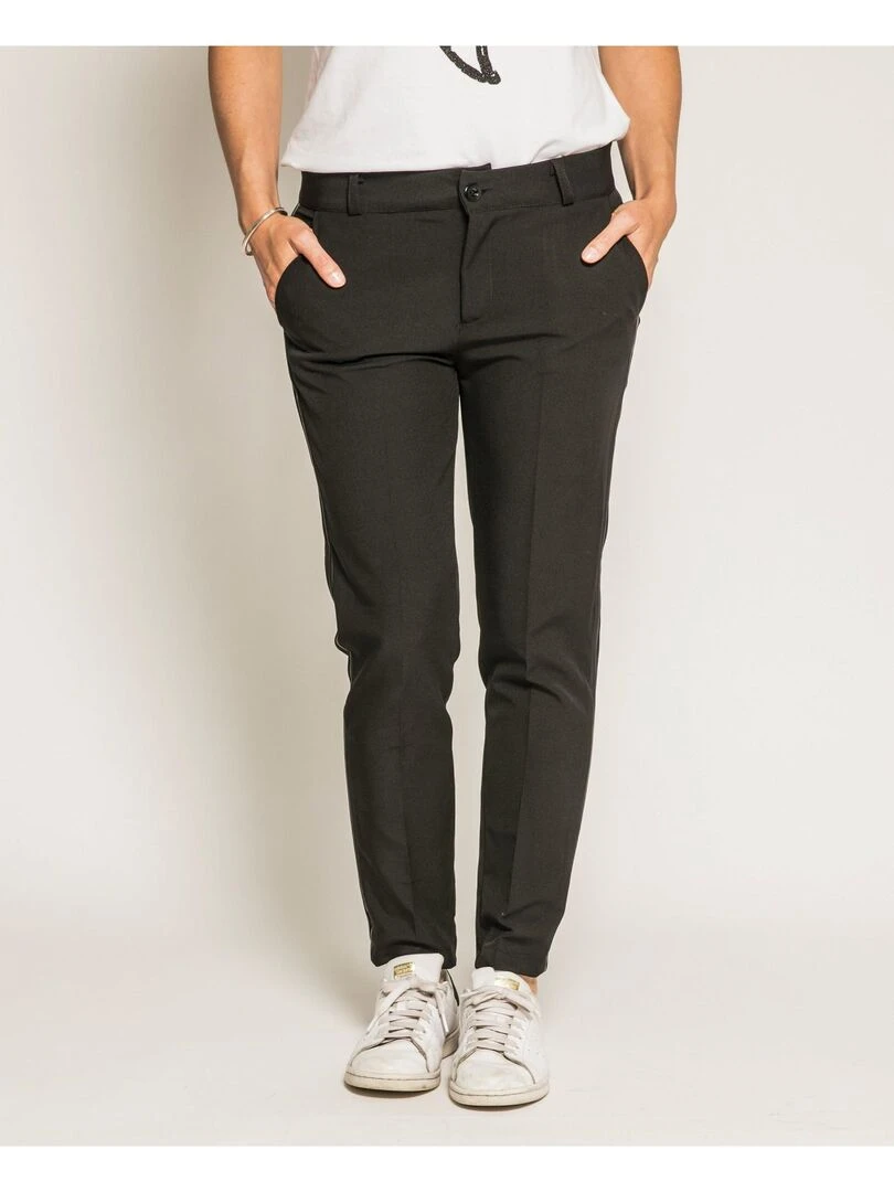 Pantalon cigarette avec bandes ELEONOR Noir