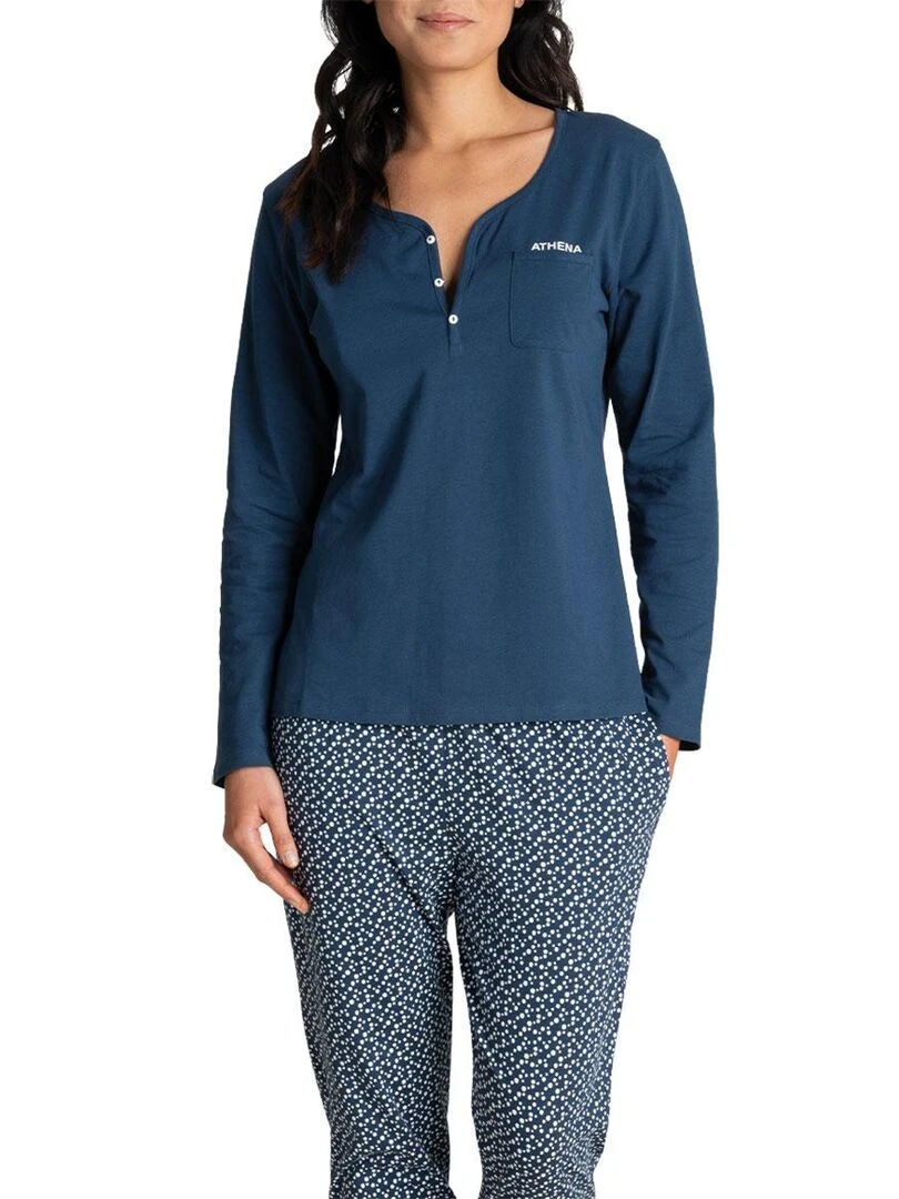 Pyjama long femme EASY Bleu