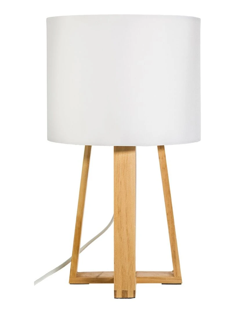 Lampe pied bois Molu blanc Blanc