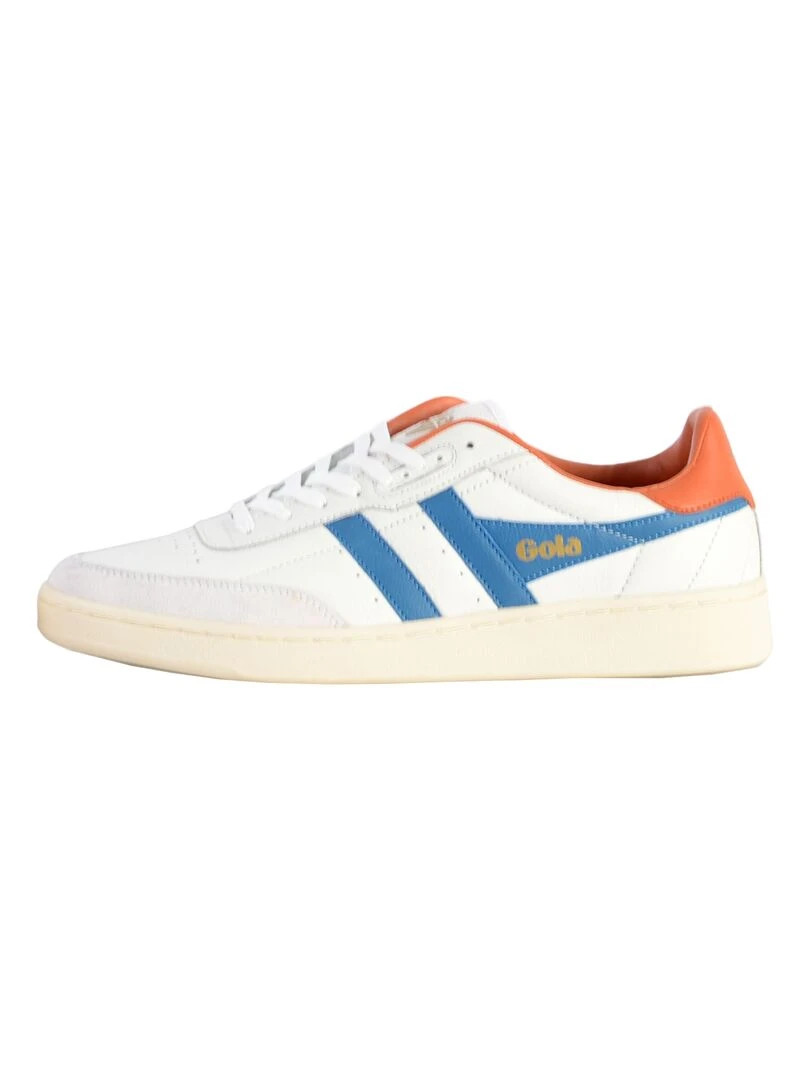 Basket Cuir Gola Contact Leather Blanc Bleu