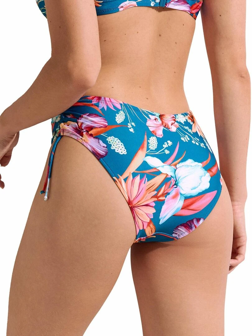 Bas maillot slip de bain taille haute côtés réglables Rimini Bleu