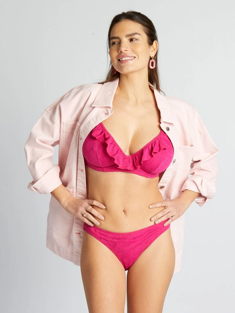 Culotte de bain motifs ajourés Rose