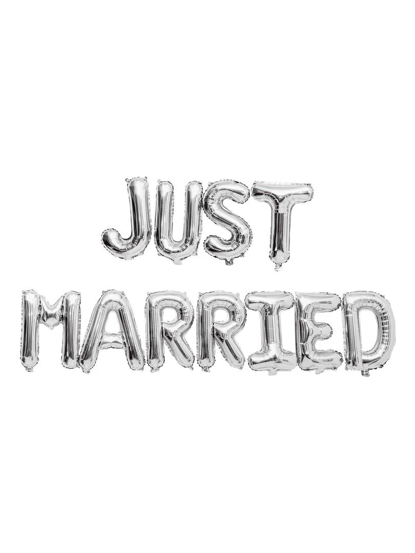 Ballons Aluminium Mariage Just Married Argenté 36 cm Argenté