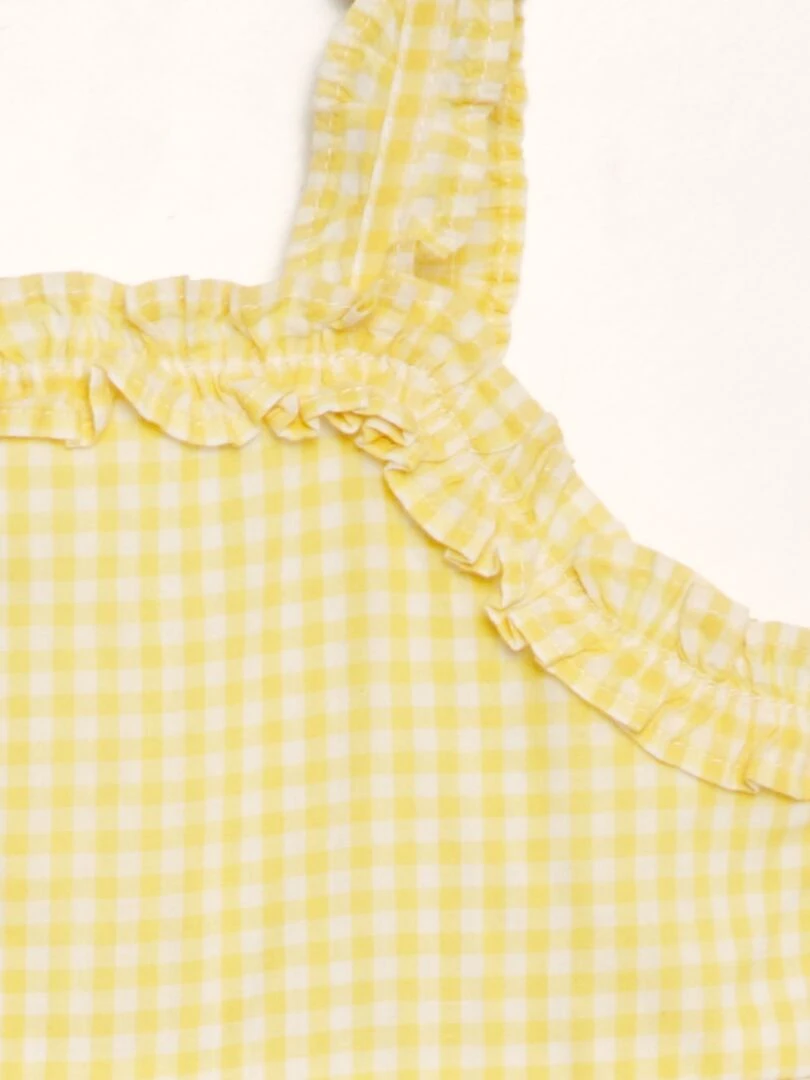 Combinaison vichy en voile de coton   Jaune